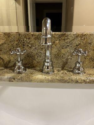 ROHL wide center bathroom faucet in our home.