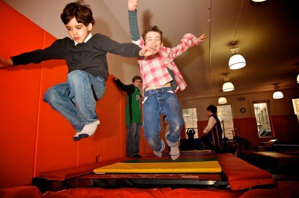 Jumping in Kidville's state-of-the-art children's gym