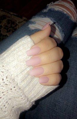 Matte Light Pink Acrylic Nails Coffin Shape