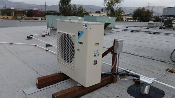 Daikin 3 ton heat pump ductless split unit installed at Semicat.