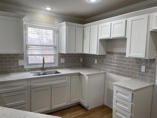 This customer received a complete facelift of her kitchen making its brighter, more inviting, even more exciting to cook for her family in!