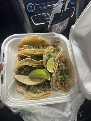 3 chicken & 3 steak tacos