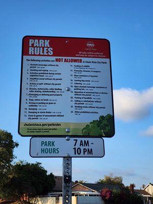 Park rules as of 5-27-23