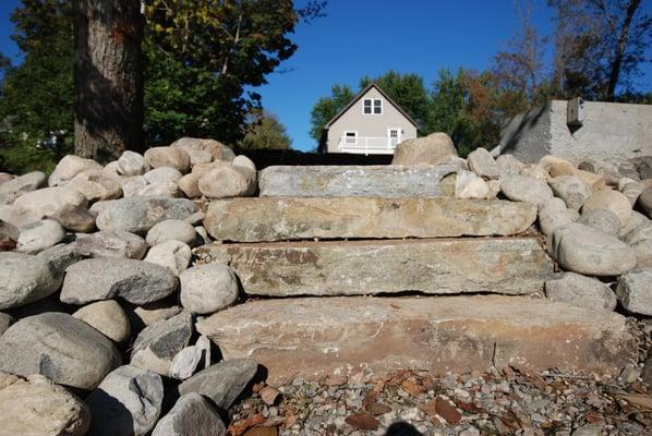 Hand carved granite steps