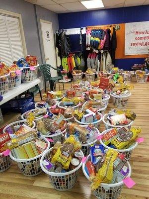 Thanksgiving Baskets made possible with donated nonperishable