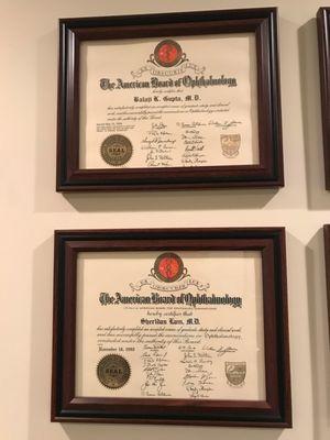 Diplomas on the wall