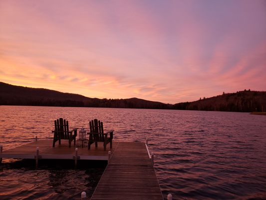 Incredible sunset viewing off their tiny dock