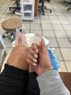 Gel manicure, paraffin wax treatment on feet!