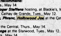 Hollywood Joe band at the Cathay de grande club  - Hollywood California  - MAY14 1981