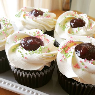 Chocolate cupcake with raspberry filling