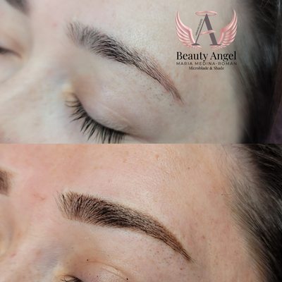 Powder brows over previous microblading