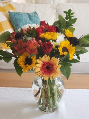 Our wedding anniversary flowers. I picked the colors and my wife's love for sunflowers..Wildflower did the rest. We are blown away!!