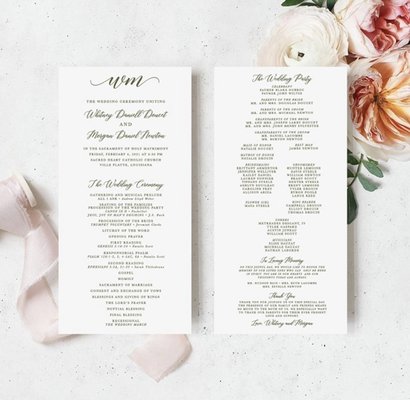 Wedding programs