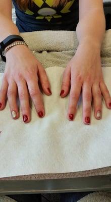 Beautiful gold bling on this gel manicure!