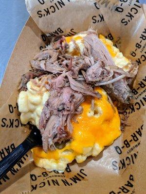 Loaded Mac 'N Cheese with pulled pork. $9.