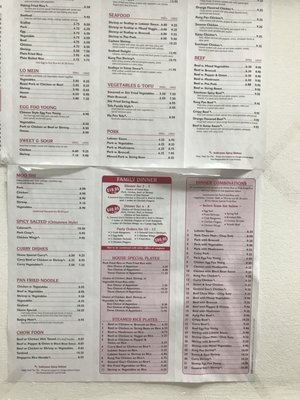 Menu as of Friday, May 25th