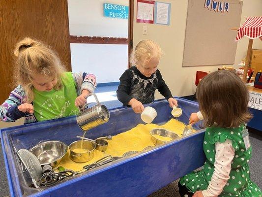 Sensory table ever changing and tons of fun.