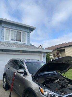 On Friday, I replaced front brakes on this customers vehicle. Got it done  by 8:30am. So they could be off to their Memorial Day weekend!