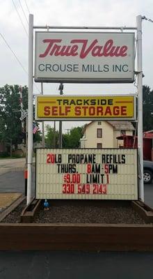 Propane available at Crouse Mill True Value in North Lima, OH