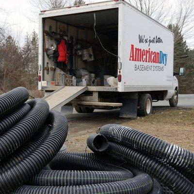 American Dry Basement Systems truck on site.