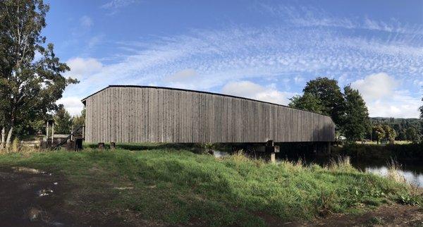 View from a small dirt parking area adjacent to the bridge