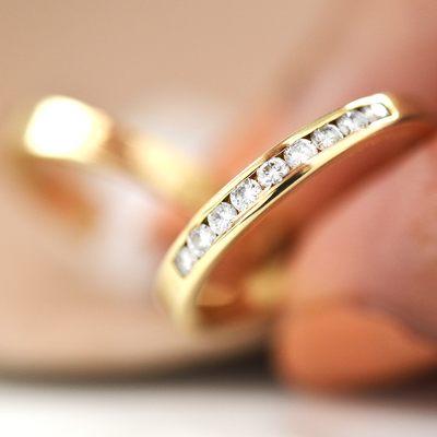 Channel Set Diamond Wedding Band in Yellow Gold