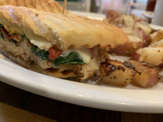 Panini of the day....Turkey, spinach, red pepper, and Provolone