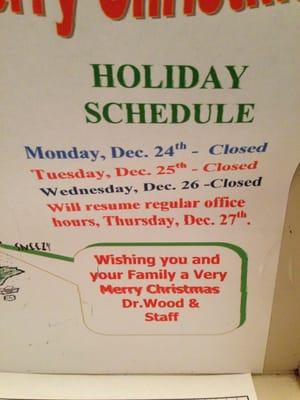 Holiday Hours