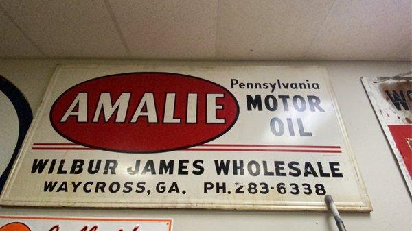 Amalie motor oil gas station sign Waycross Georgia