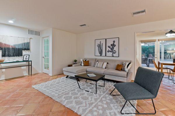 Living Room Palm Springs, CA. Occupied Home Staging.