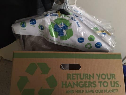 Green hanger recycling box for customers