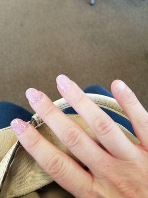 Nail popped off in 4 days!!! Made me wait to get it fixed and left because they ignored me after saying someone would be right over.