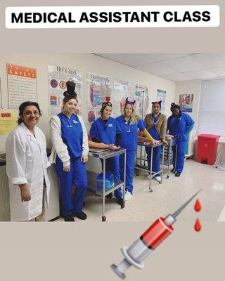 Medical Assistant students being festive for Halloween