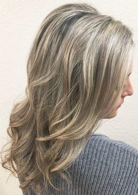 Heavy natural blonde highlights