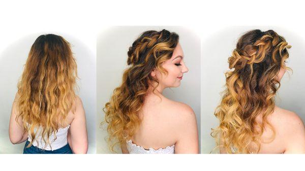 Before & After Braided Half Up Half Down Updo