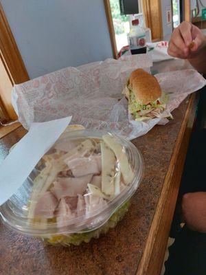 Turkey salad and turkey sub on wheat. AMAZING!