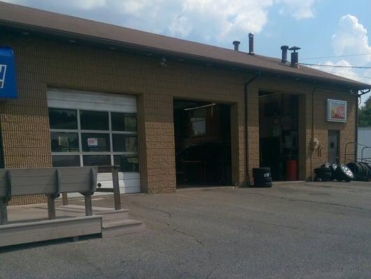 Oil Change Bay and 2 bays where the mechanics, Ron and John, work. This building is attached to our main office.