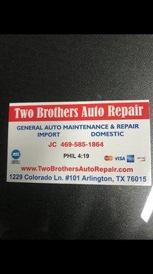 Two Brothers Auto Repair card