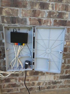 Terminated the cables, added this utility box, router, and after this photo, labeled and zip tied it all up nice for whole house network.