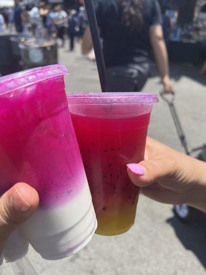 We got two drinks, one coconut dragon fruit, and the other one was mango dragon fruit