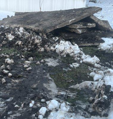 Concrete slabs left in front of my place