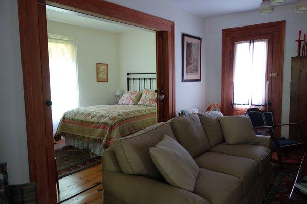 Mary's Suite has a queen bed and a queen sofa bed to accommodate up to four guests.