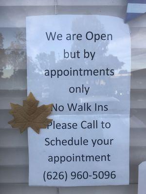 Open by appointments only