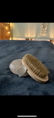 Body brushing included in lymphatic drainage or add on to massage treatments.