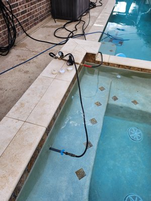 Pressure testing pool plumbing