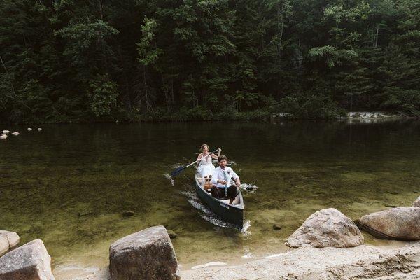 Canoe exit at Brown Mountain Beach Resort. A wedding weekend near Boone, NC.