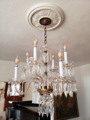 The chandelier after I fixed it.