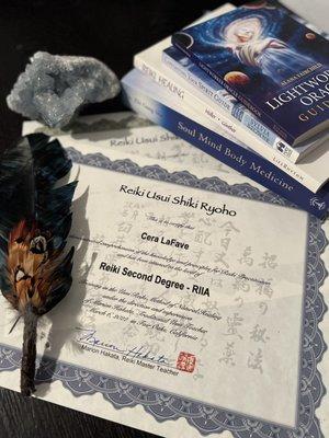 Signed, Reiki (second degree) certification