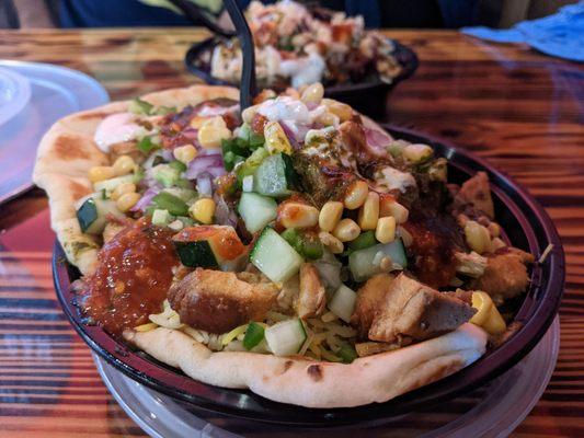 Naan taco with chicken Tikka and vindaloo curry