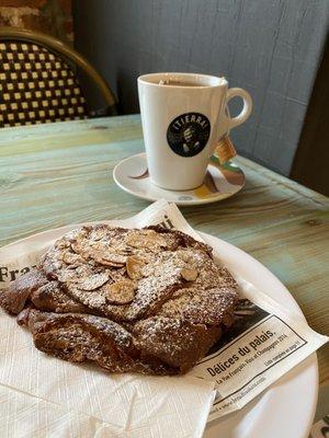 Nothing can beats fresh almond croissant with hot cup of tea on a chilly day